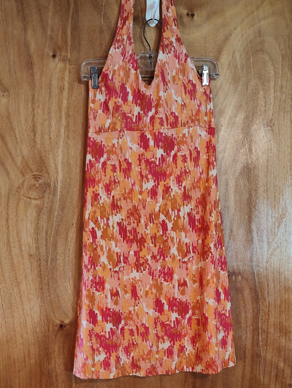 ibex Kira Halter Dress Brushes Daybreak Pink Orange Merino Wool Made In USA Sm